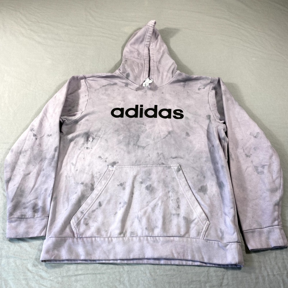 Adidas Sweatshirt Mens Large Purple Tie Dye Hoodie Pullover Fleece Gym Running